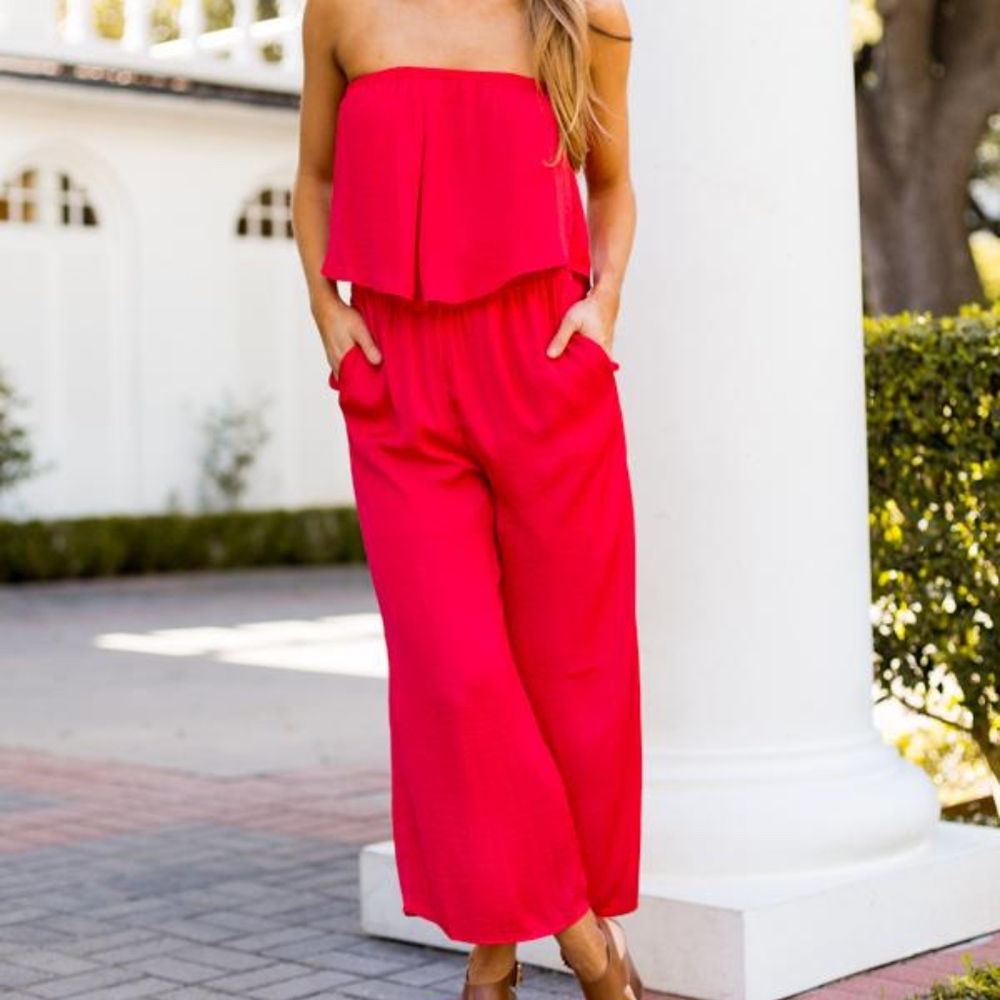 FAB’RIK Red Light Strapless Jumpsuit